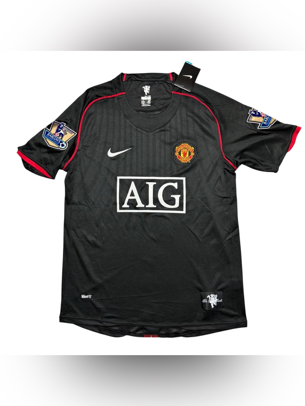Nike Black Ronaldo Manchester United AIG Short Sleeve Soccer Jersey
